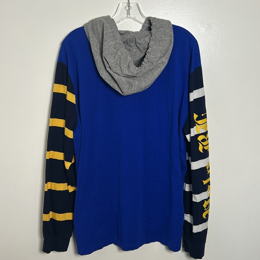 Polo Ralph Lauren Men’s Graphic Print Rugby Hoodie Royal Blue Striped Sleeves XL - Picture 11 of 15